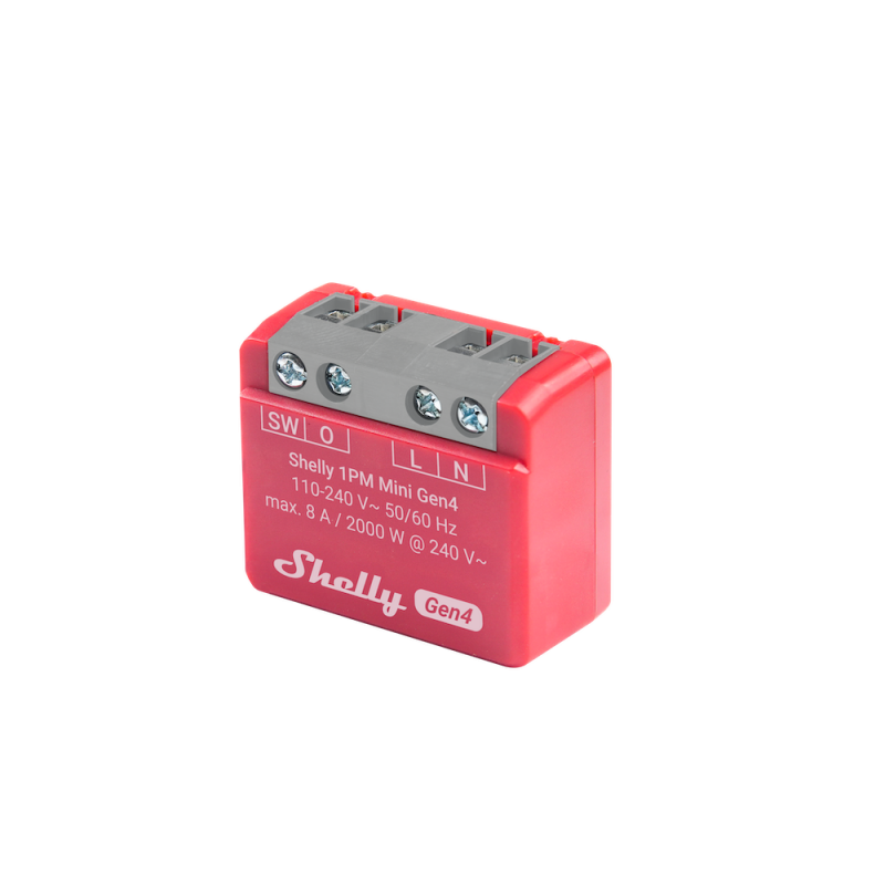 SHELLY - Micromodule commutateur intelligent Wi-Fi, Zigbee et Matter 8A avec mesure d'énergie Shelly 1PM Mini Gen4